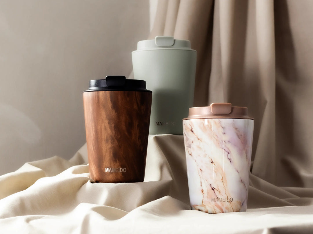 MAMEIDO Thermobecher 350ml in Oak Wood, Desert Sage & Pearl Marble