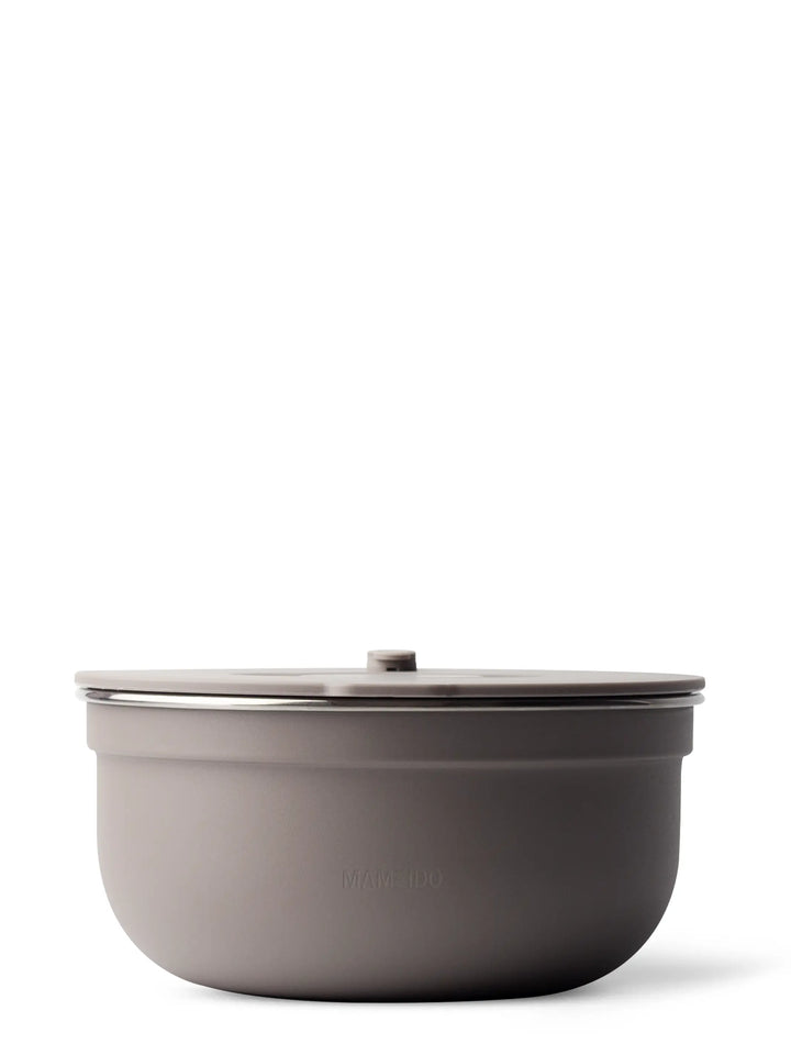 MAMEIDO Salatbox to-go mit 3 Trennfächern & Dressingcontainer #farbe_taupe-grey