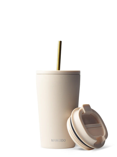 THERMOBECHER MIT STROHHALM in Ivory Beige