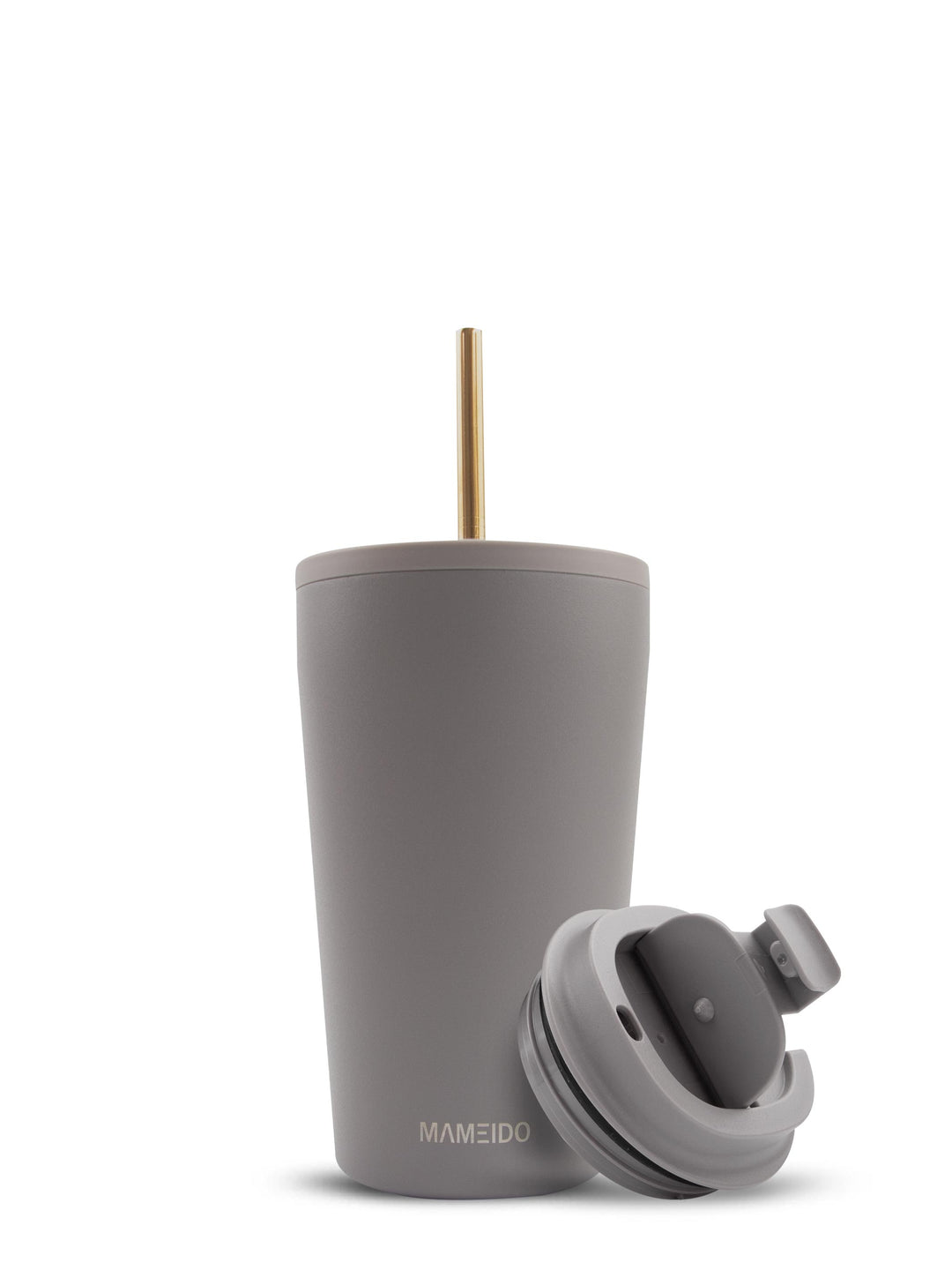 MAMEIDO Thermobecher mit Strohhalm 470ml Taupe Grey #farbe_taupe-grey