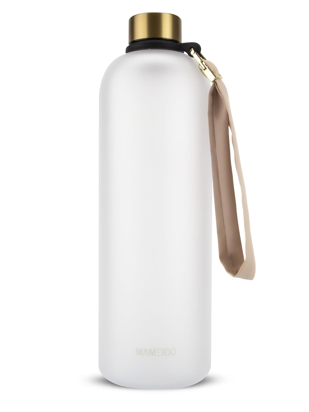 MAMEIDO Trinkflasche 1,5l mit Zeitmarkierung Frosted White Gold #farbe_frosted-white-gold