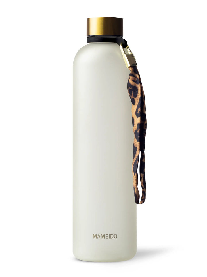 MAMEIDO Trinkflasche 1l mit Zeitmarkierung Ivory Beige Gold #farbe_ivory-beige-gold