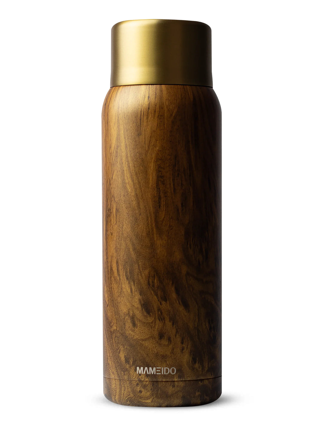 MAMEIDO Thermosflasche mit Druckknopf & Trinkbecher 1000ml in Oak Wood Gold #farbe_oak-wood-gold
